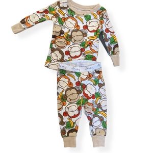 Adorable monkey print snug fit pajama set